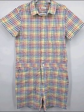 Target Rainbow Checkered Short Sleeve Romper